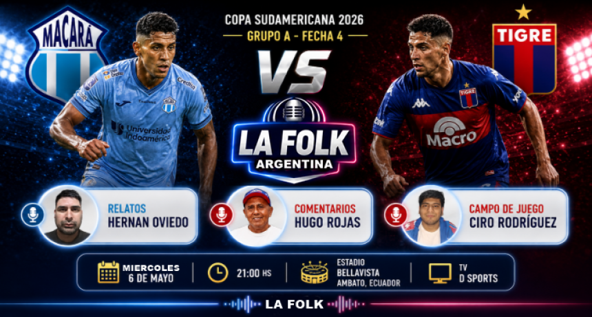 Tigre va por un triunfo clave en Ecuador ante Macar&aacute; por la Sudamericana | EN VIVO 21:00 Hs por La Folk Argentina