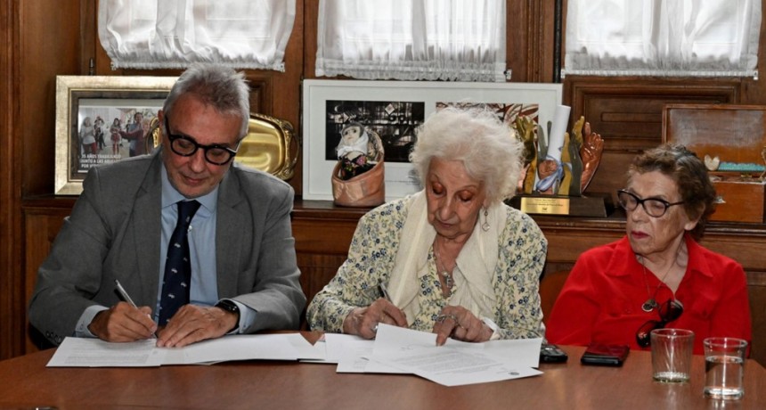 Julio Zamora y Estela de Carlotto firmaron un convenio para brindar capacitaciones sobre el derecho a la identidad