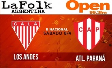 Los Andes tiene todo listo para jugar contra Atlético de Paraná en VIVO 11 Hs por Open 99.3 Fm y La Folk Argentina