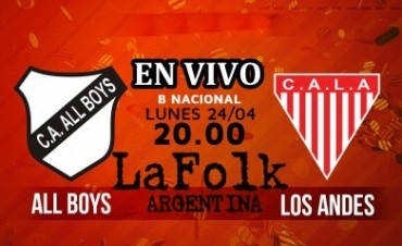  All Boys recibirá a Los Andes este lunes en el Estadio Islas Malvinas 19.45 hs en VIVO por La Folk Argentina