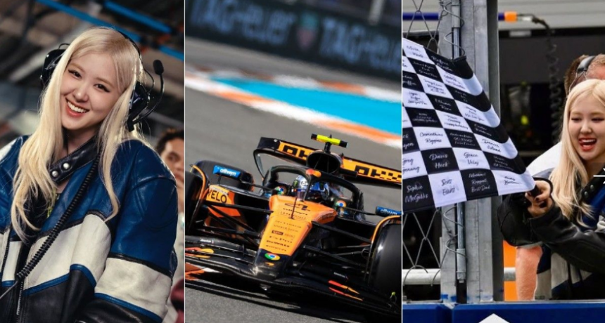 Rosé causó sensación en la carrera sprint del GP de Miami de la F1 2025: ondeó la bandera a cuadros y fue furor