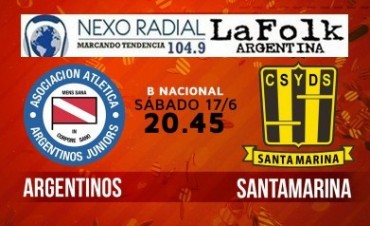 Argentinos Vs Santamarina EN VIVO Primera B Nacional por NEXO 104.9 Fm y La Folk Argentina