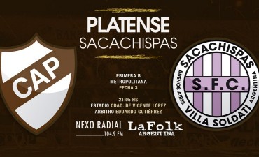 Platense recibirá a Sacachispas desde las 21:00 horas en VIVO por NEXO 104.9 Fm y La Folk Argentina