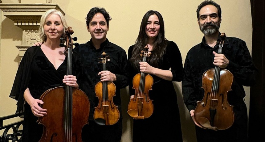 Integrantes del Cuarteto Soldi y Paula Peluso